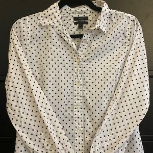 J.Crew “Perfect” White and Black Polkadot Button Down Shirt, sz. 4